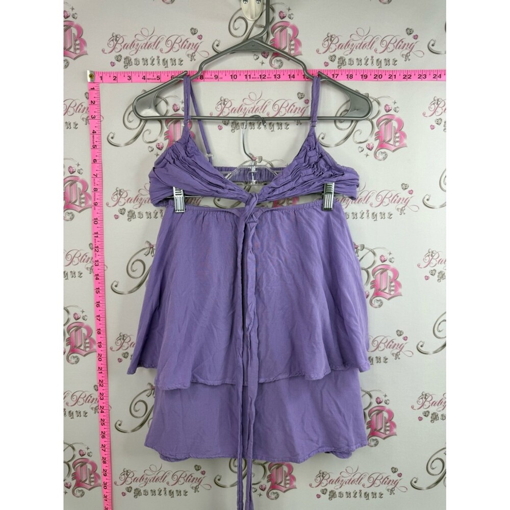 Hersy dress cut outs sexy Lavender Tiered Spaghetti Strap Babydoll Top